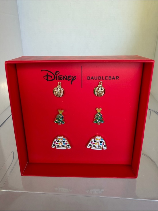 Disney Baublebar Jewelry - Disney Baublebar Holiday Stud Earring Set - Red, Green & Gold NIB